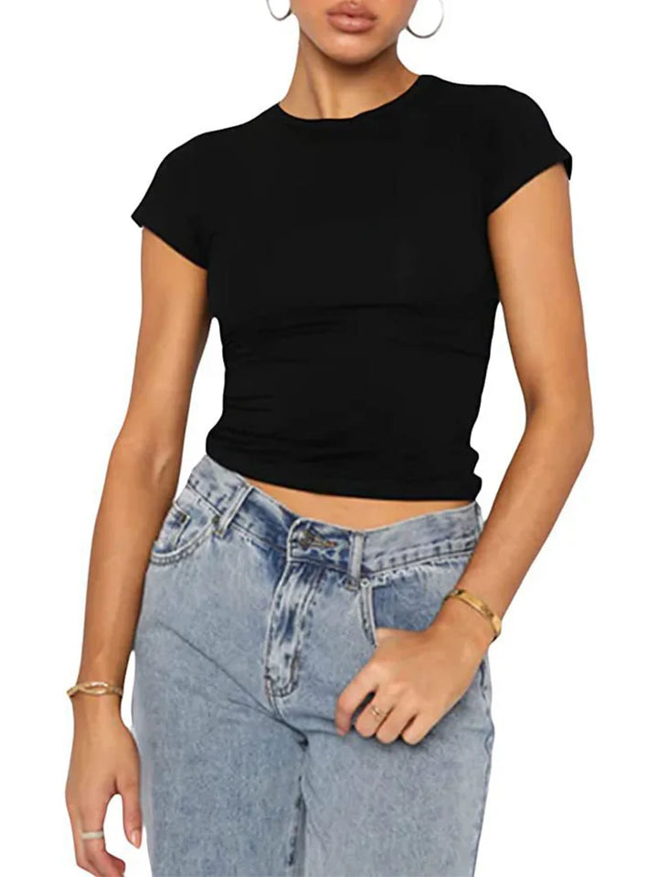  Women Short-Sleeve Skinny Knit Top