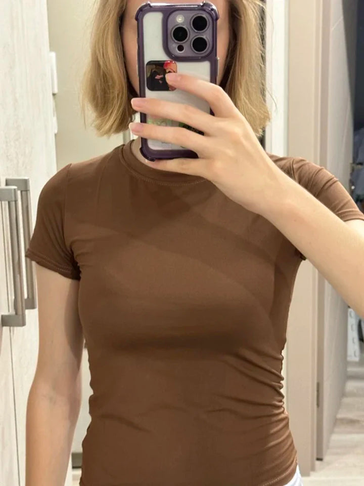  Women Short-Sleeve Skinny Knit Top