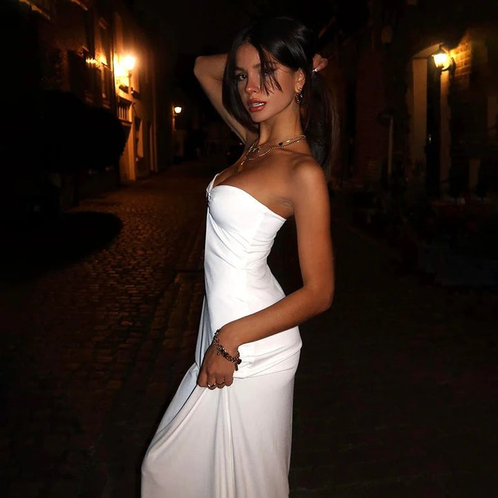 Women Strapless Ring Detail Maxi Dress
