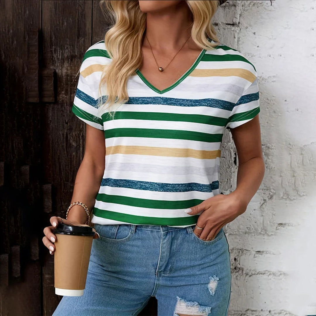 Women's Striped V-Neck Tee