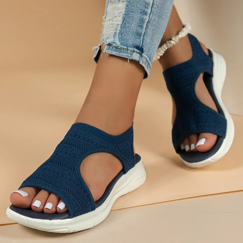 Women's Pink Knit Strap Sandals