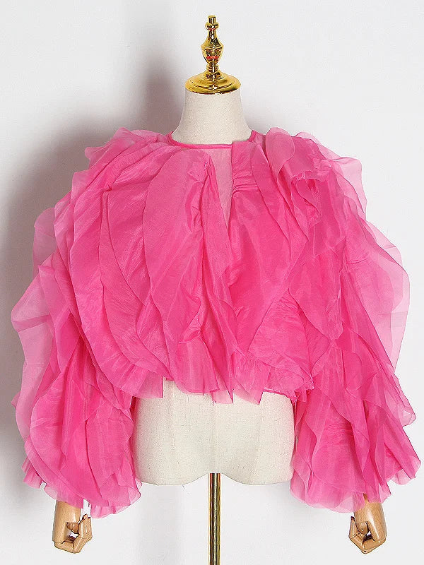Womens Black Ruffle Chiffon Blouse