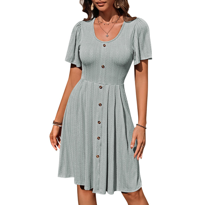 Womens Button Front Mini Dress