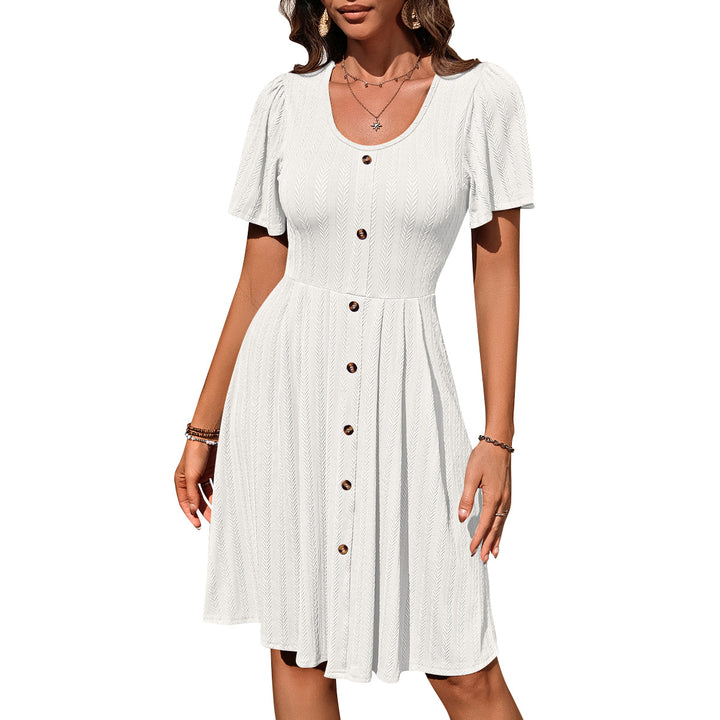 Womens Button Front Mini Dress