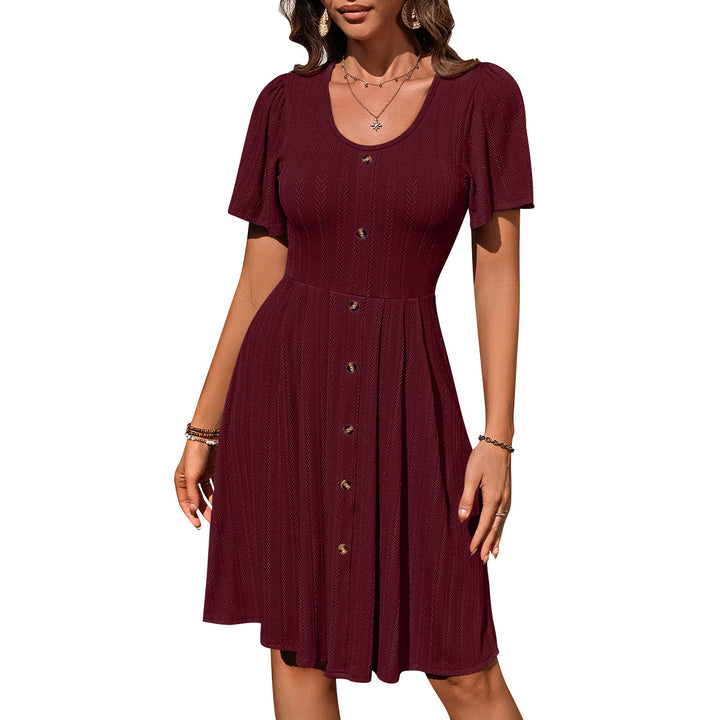 Womens Button Front Mini Dress