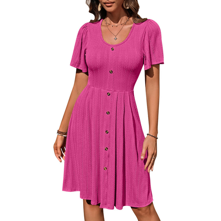Womens Button Front Mini Dress