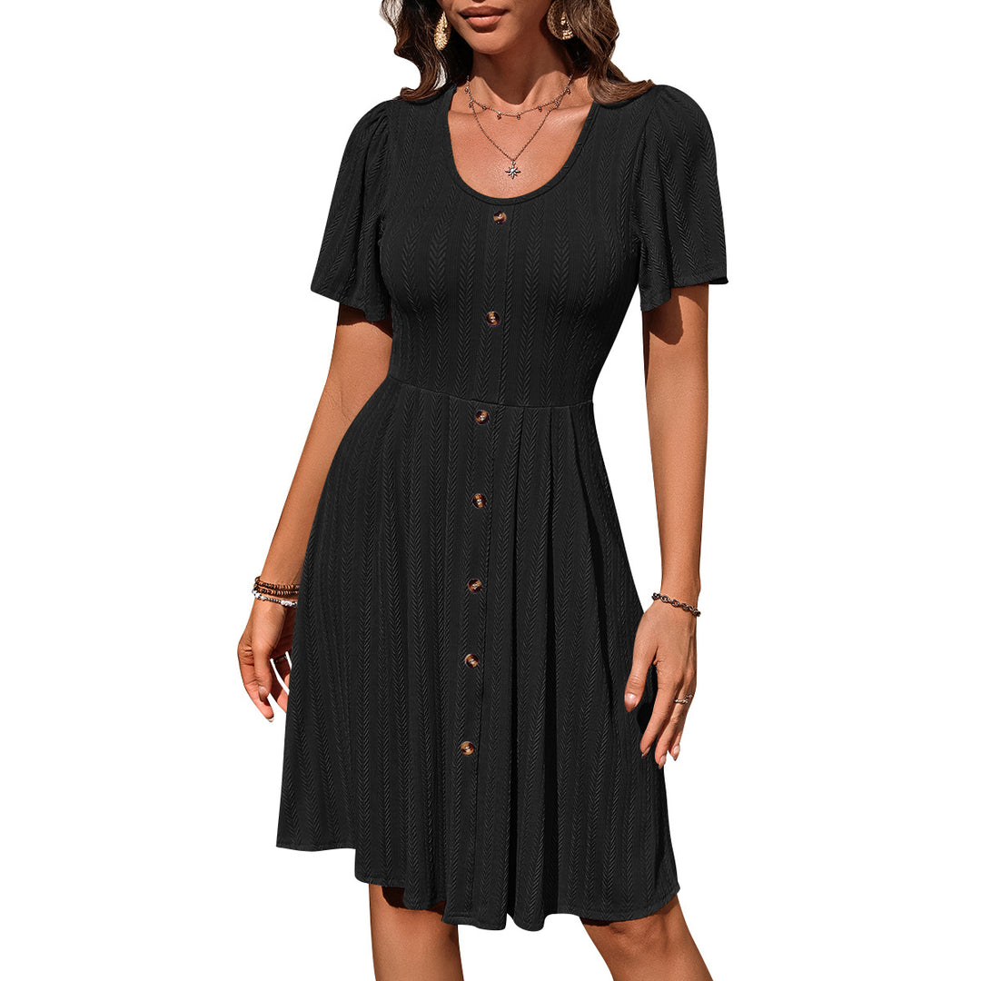 Womens Button Front Mini Dress