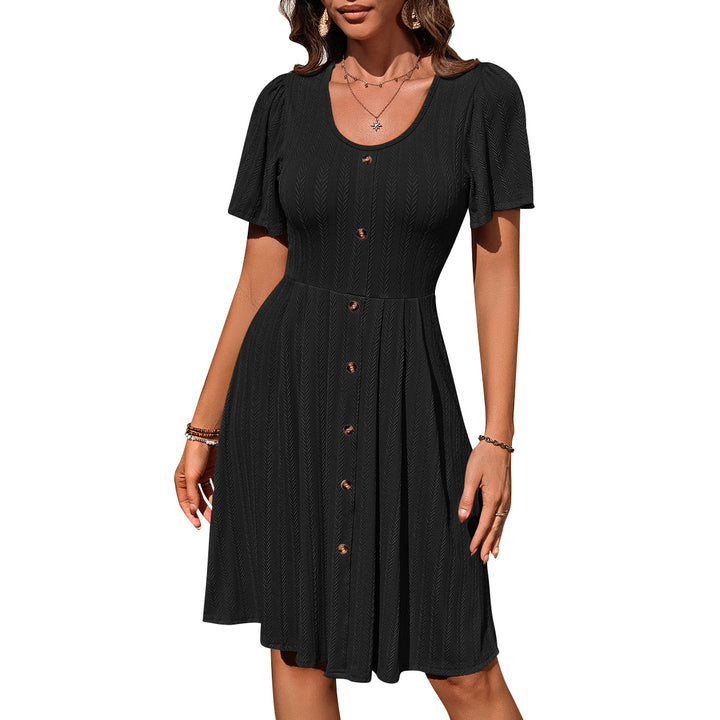 Womens Button Front Mini Dress