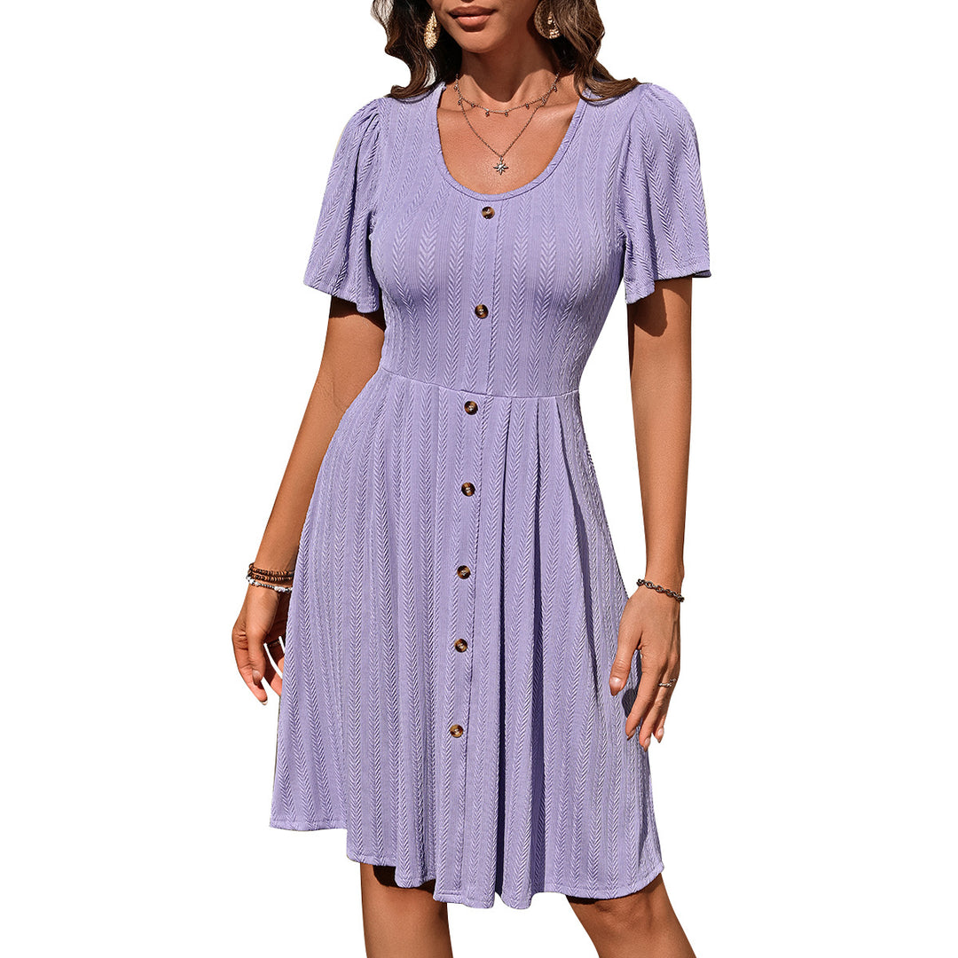 Womens Button Front Mini Dress