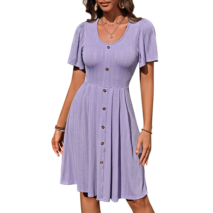 Womens Button Front Mini Dress