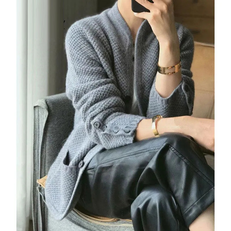  Womens Cashmere Wool Knit Cardigan
