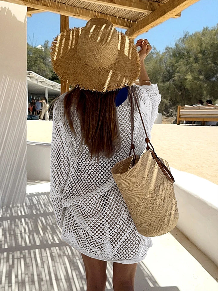  Womens Crochet Knit Beach Cover-Up