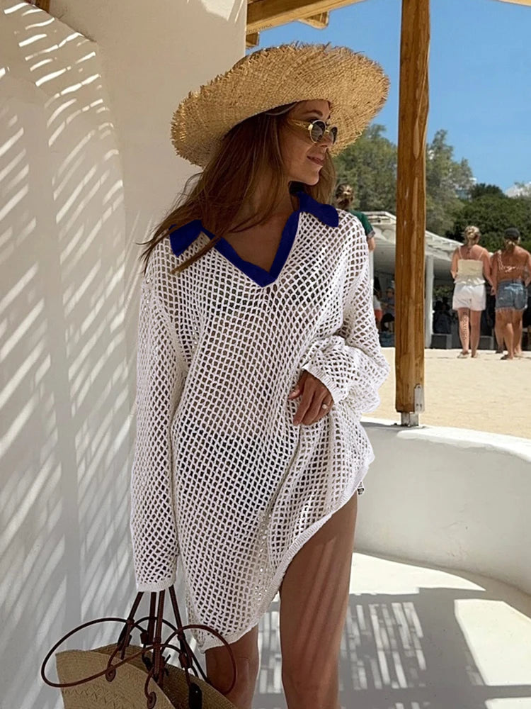  Womens Crochet Knit Beach Cover-Up