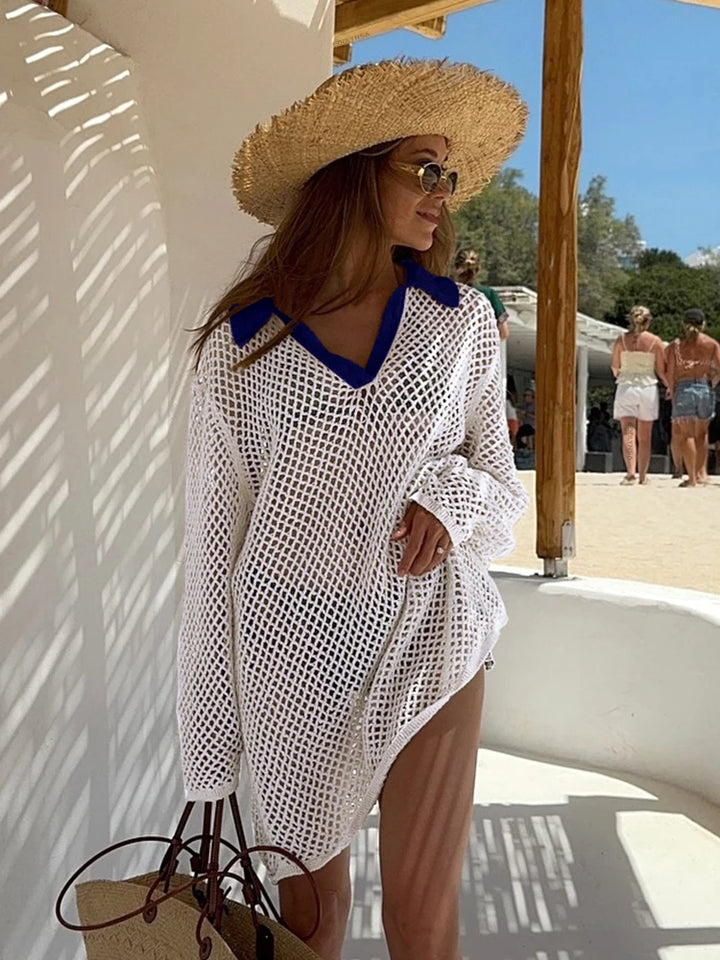  Womens Crochet Knit Beach Cover-Up
