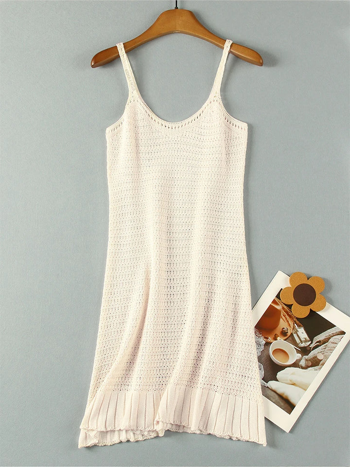 Womens Crochet Knit Mini Dress