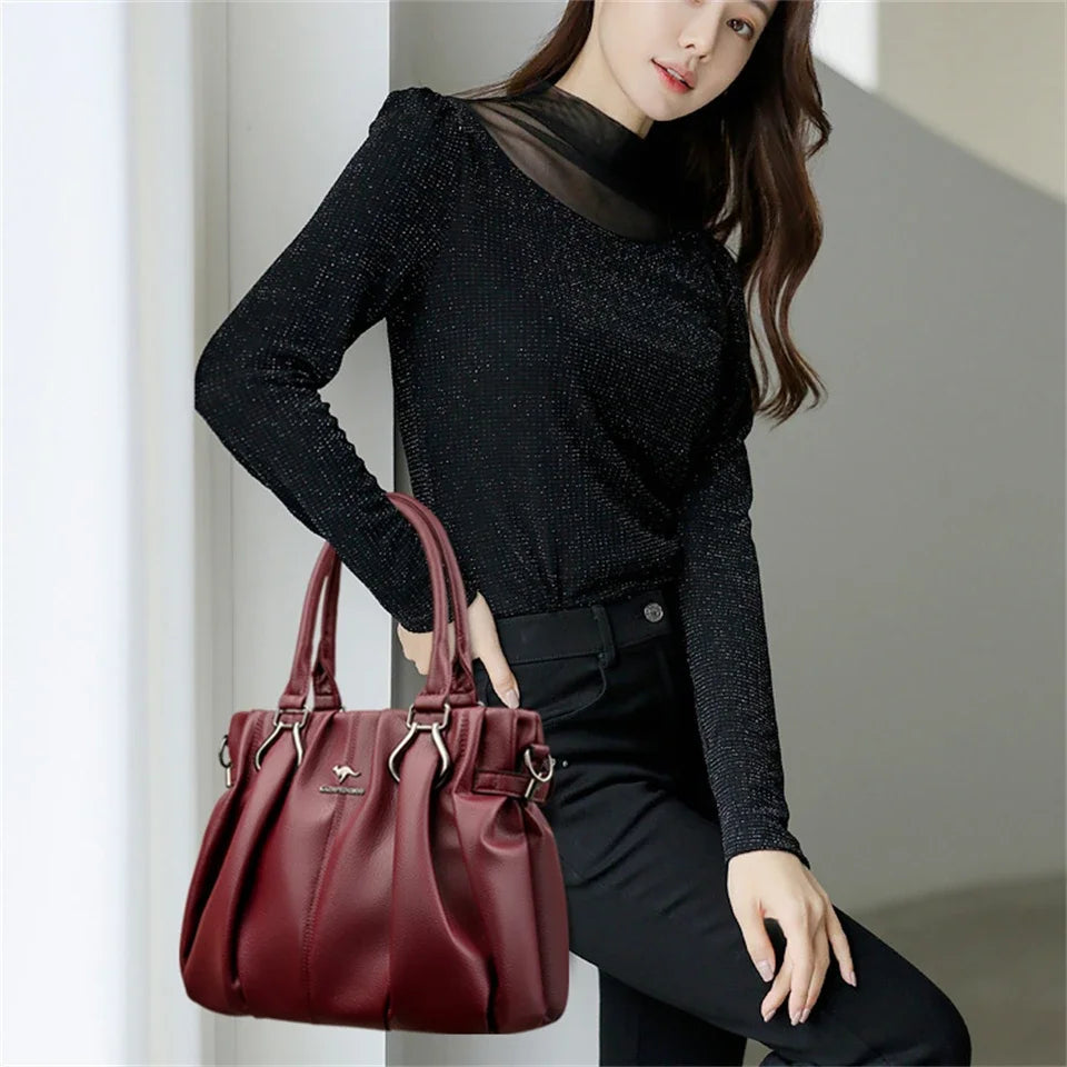  Women's Genuine Soft Leather Commuting Tote