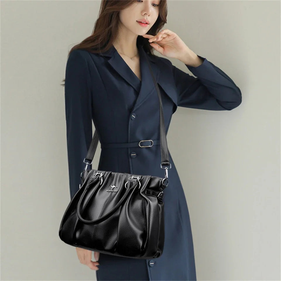  Womens Genuine Soft Leather Commuting Tote