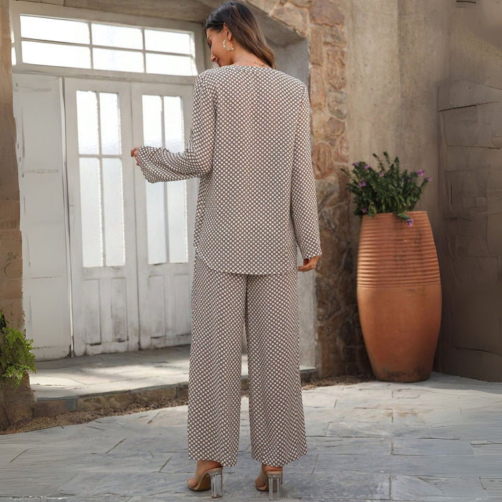 Women's Blouse & Wide Leg Trousers Set