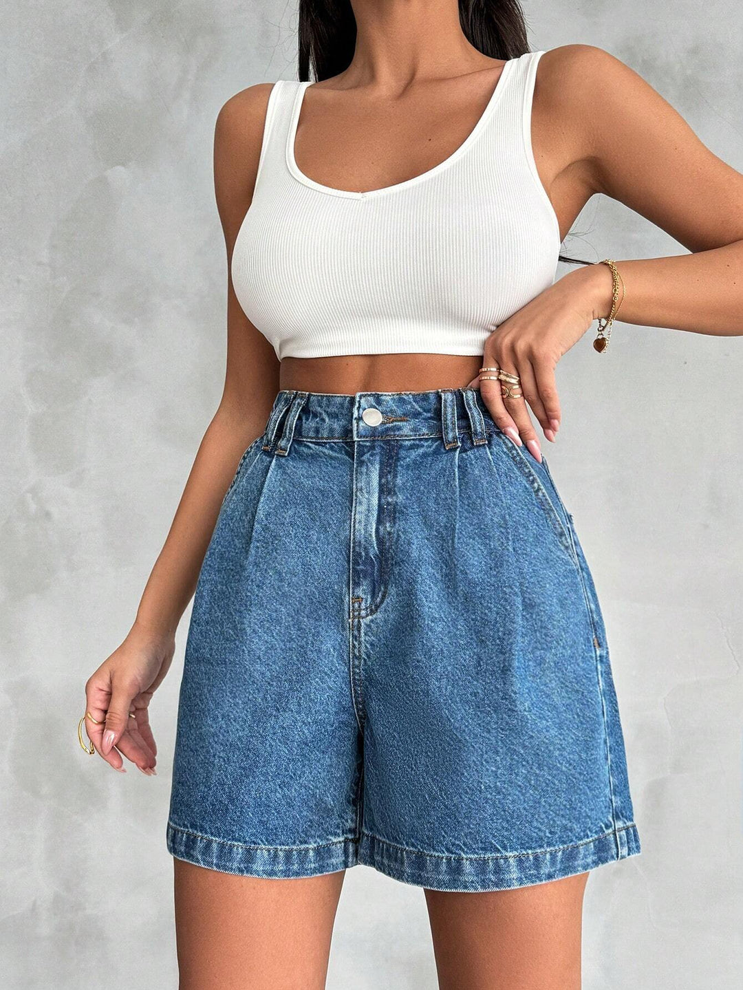 Womens High Waist Denim Shorts