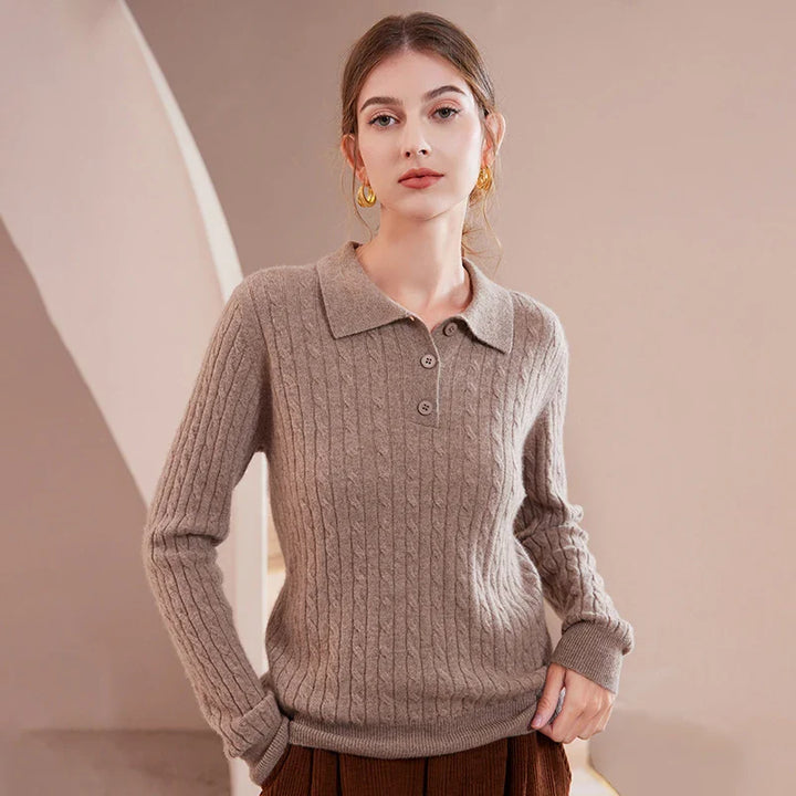 Women's Luxury Cashmere Polo Sweater