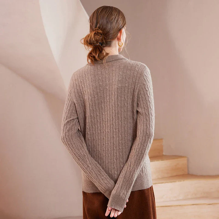 Womens Luxury Cashmere Polo Sweater