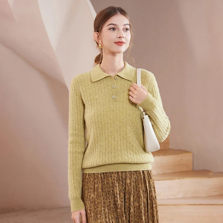 Womens Luxury Cashmere Polo Sweater