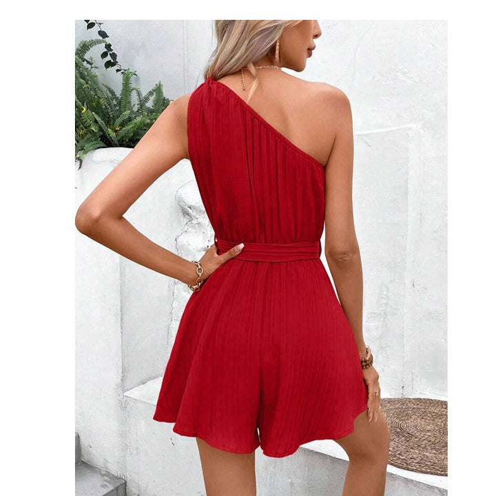 Women's One-Shoulder Tie Waist Mini Dress