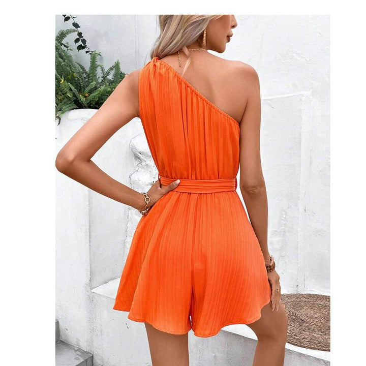 Women's One-Shoulder Tie Waist Mini Dress
