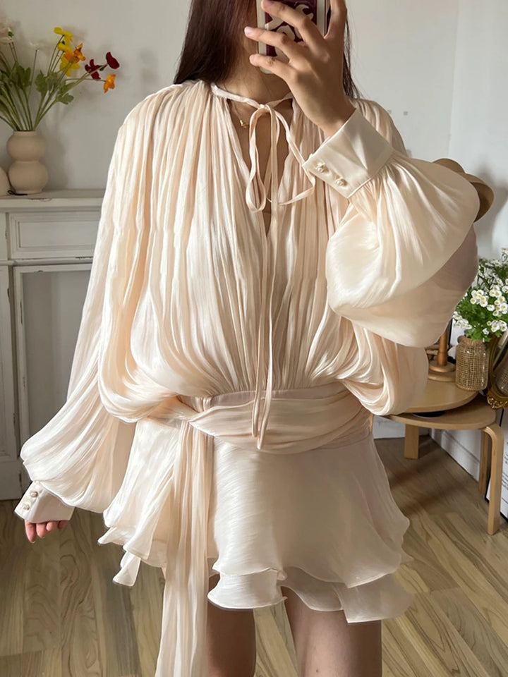 Womens Ruffle Detail Mini Dress