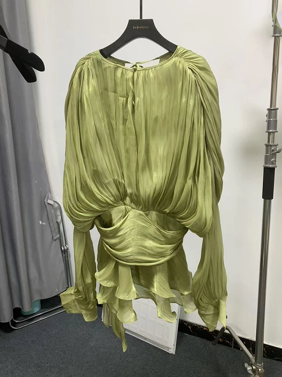 Womens Ruffle Detail Mini Dress