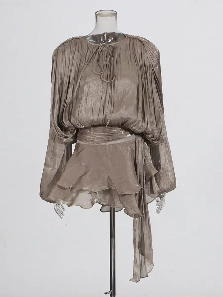 Womens Ruffle Detail Mini Dress
