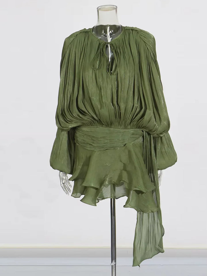 Womens Ruffle Detail Mini Dress