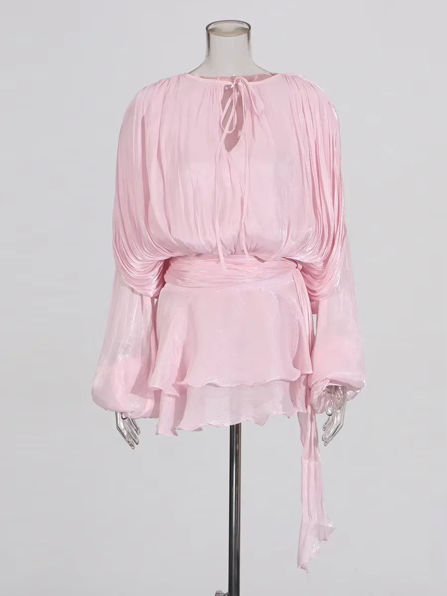 Womens Ruffle Detail Mini Dress
