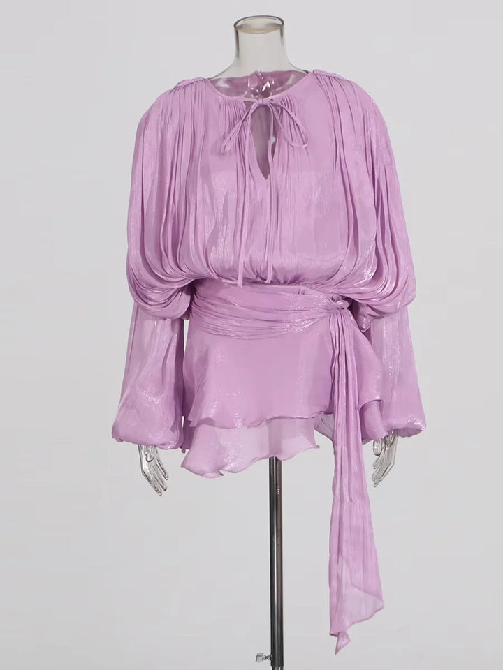 Womens Ruffle Detail Mini Dress