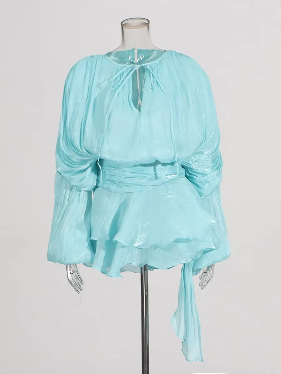 Womens Ruffle Detail Mini Dress