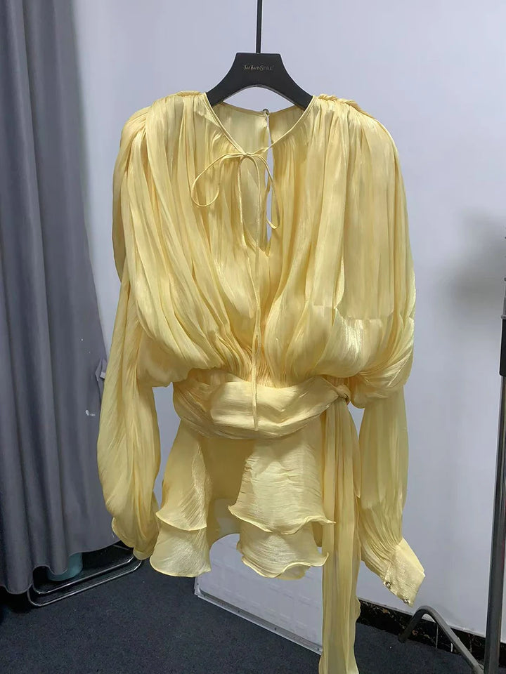 Womens Ruffle Detail Mini Dress