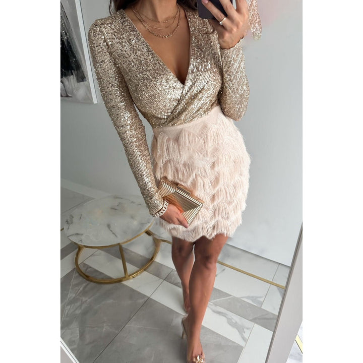  Women's Sequin & Fringe Mini Dress