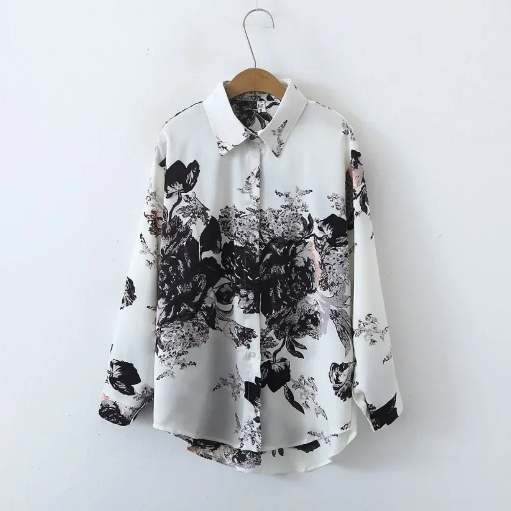 Womens Vintage Print Lightweight Blouse