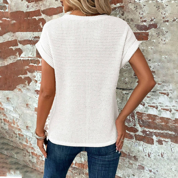 Womens Waffle Knit Twist Front Top