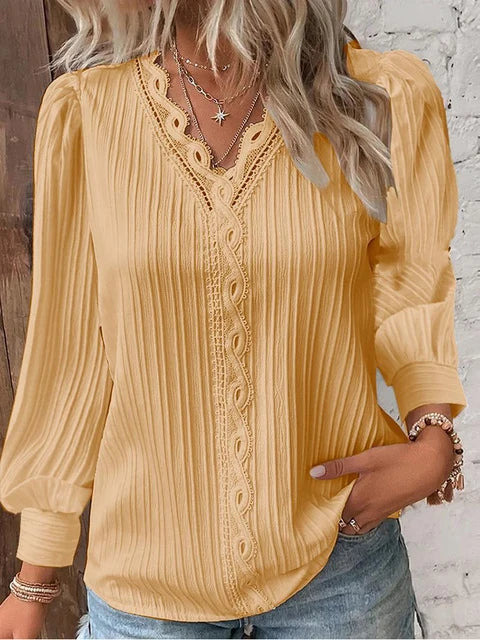Elegant Lace V-Neck Blouse