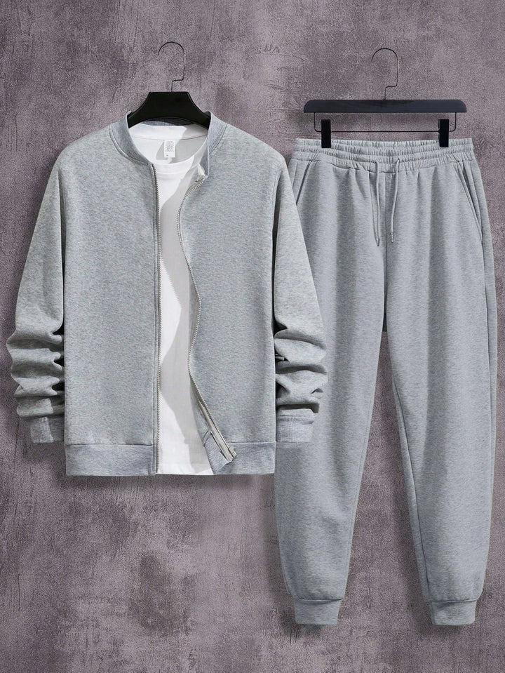 Men's Zip-Up Bomber Tracksuit Set
