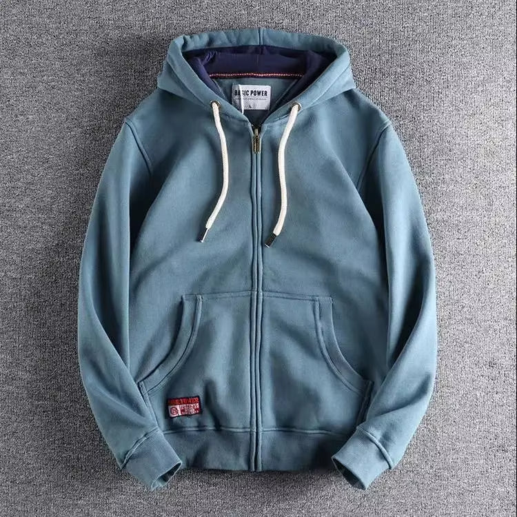  Men's Essential Soft Fleece Zip-Through Hoodie