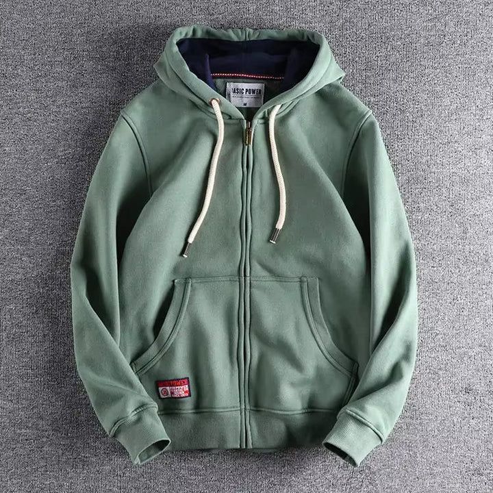  Men's Essential Soft Fleece Zip-Through Hoodie
