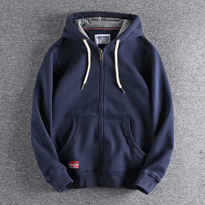  Men's Essential Soft Fleece Zip-Through Hoodie