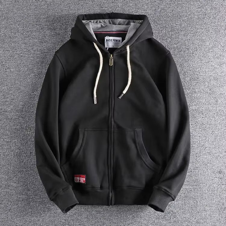  Men's Essential Soft Fleece Zip-Through Hoodie