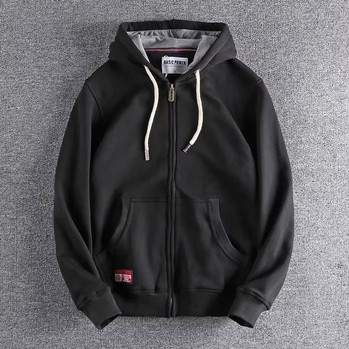  Men's Essential Soft Fleece Zip-Through Hoodie