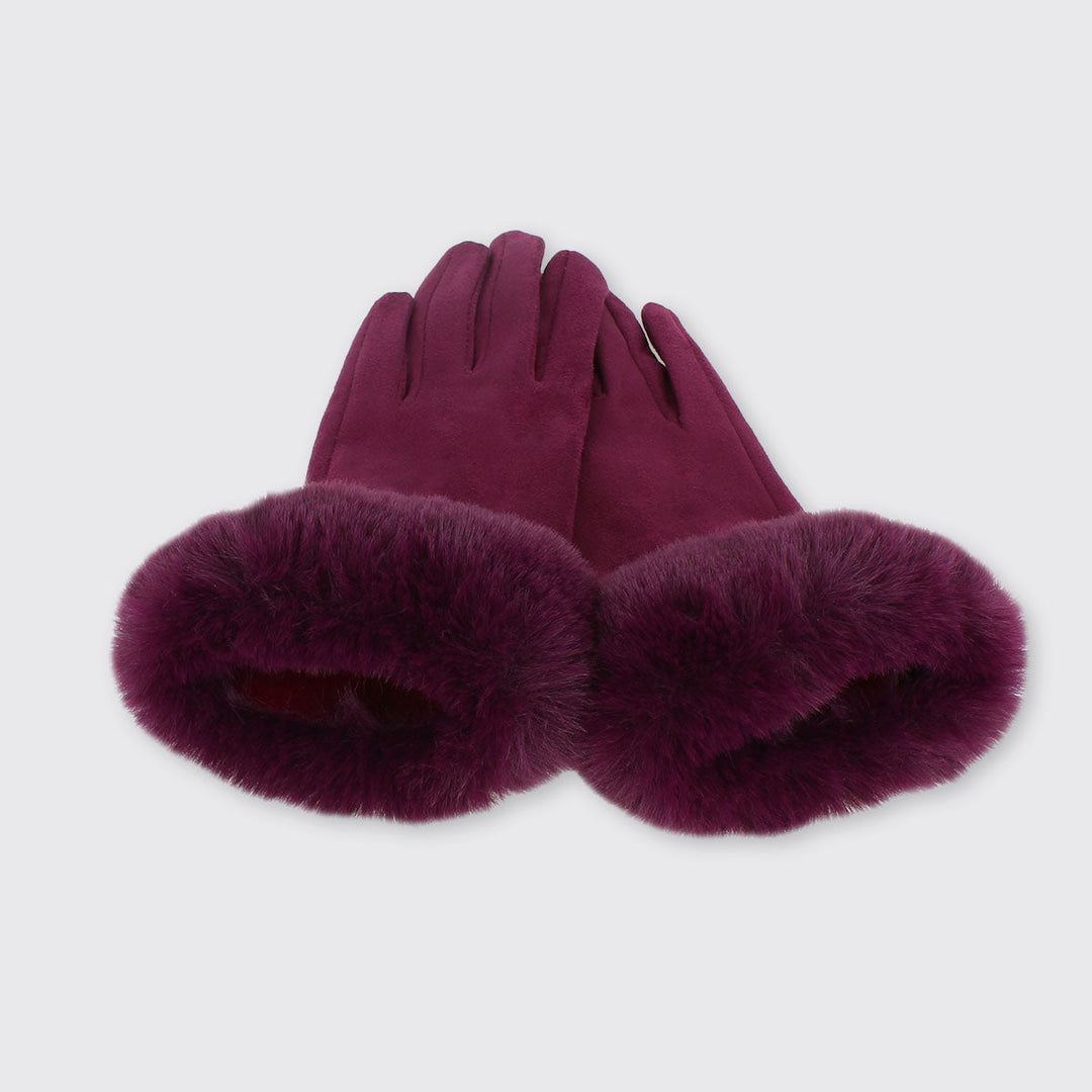 Gloves with Faux Fur Edge