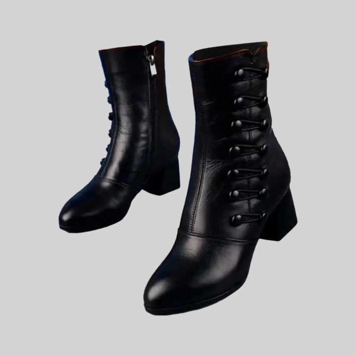 5boots*NuMode | Smooth Leather Ankle Boots with Heel