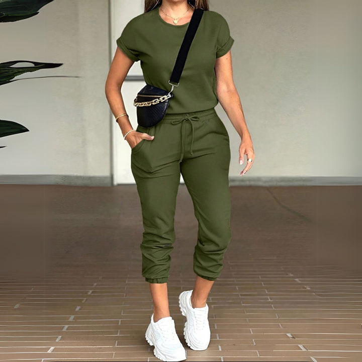 Women's Sleeve Top & Drawstring Cropped Trouser Set