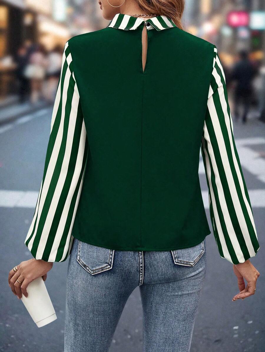 Women's Striped Sleeve Colorblock Shirt